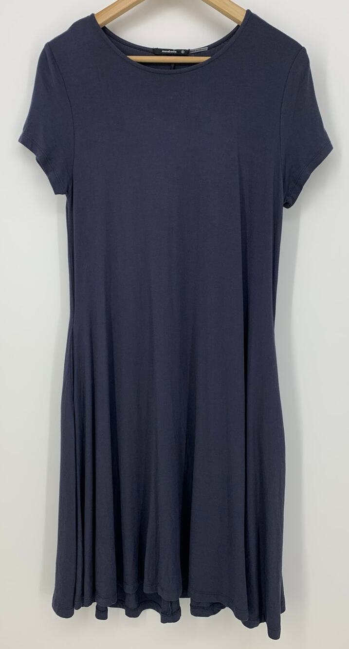 NWT Annabelle Charcoal Gray Swing T Shirt Dress Pockets Soft Stretchy Size S